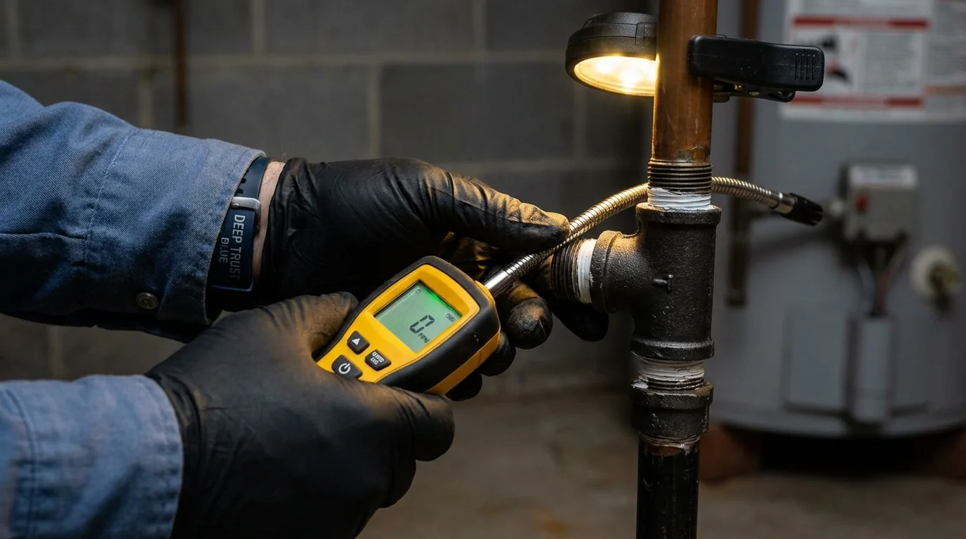Gas leak detection with electronic sniffer by Johns Plumbing LLC in Cornelia