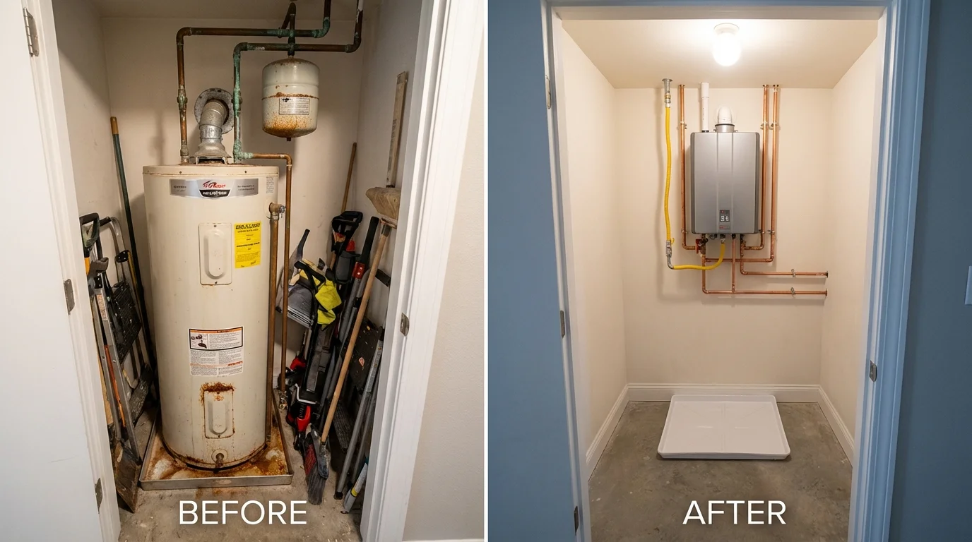 Tank water heater versus wall-mounted tankless unit comparison for Cornelia, GA homeowners